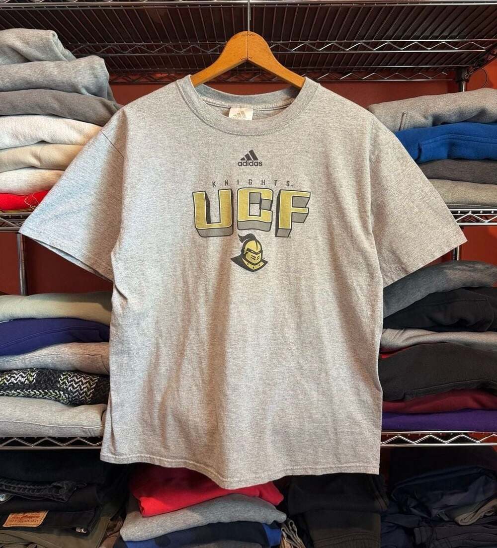 Vtg Y2K Adidas UCF Knights Gray Short Sleeve T-Shirt Medium Mens